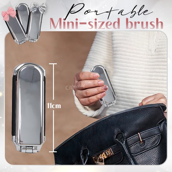 Cithway™ Flat-Compact Foldable Hair Brush With Mirror