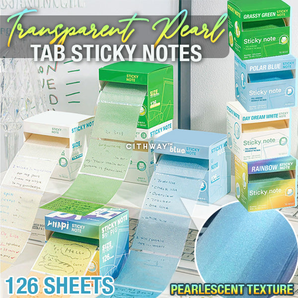 Cithway™ Transparent Pearl Tab Sticky Notes (126 Sheets)